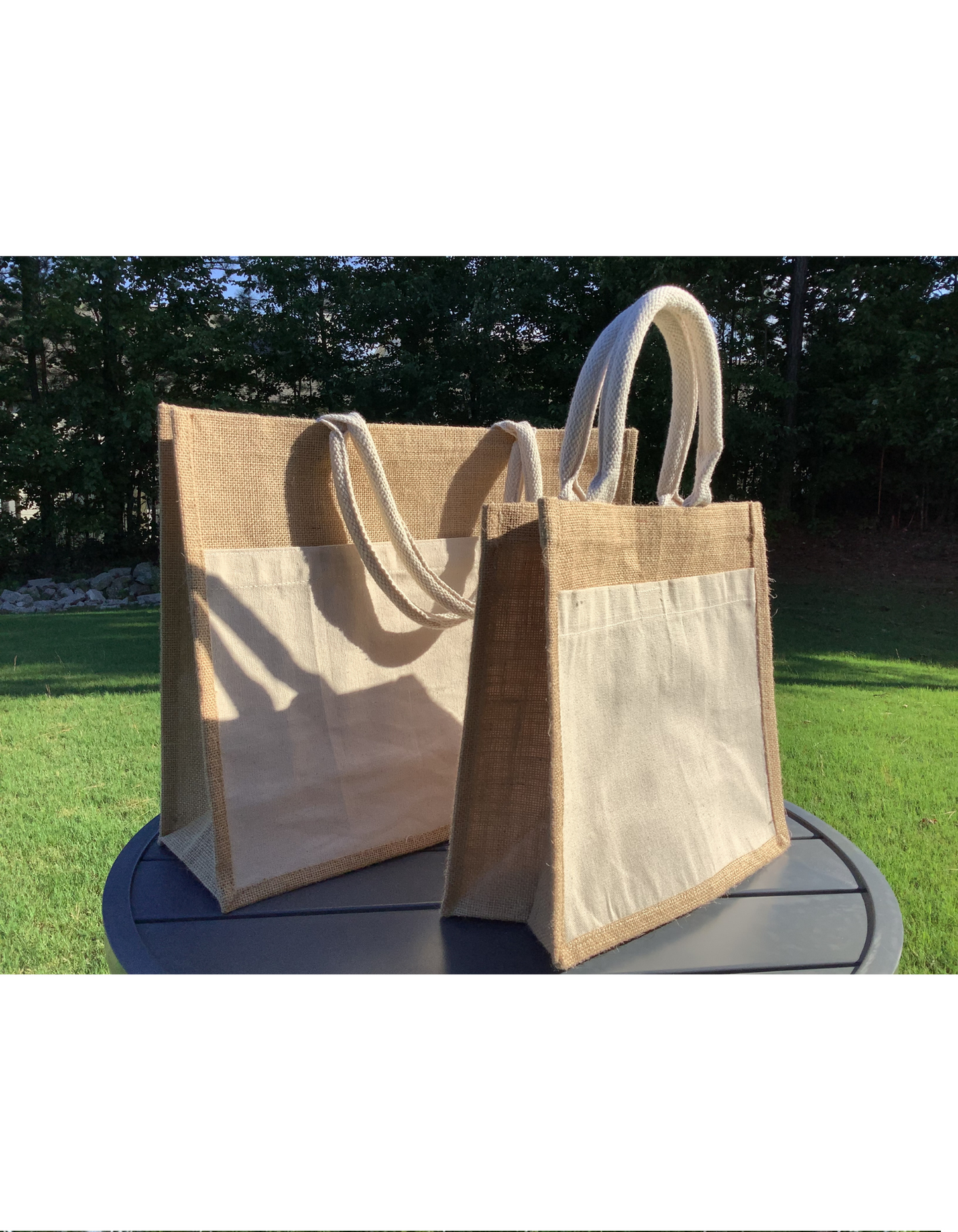 Large Custom Burlap Jute Tote | Tailor-Made Keepsakes