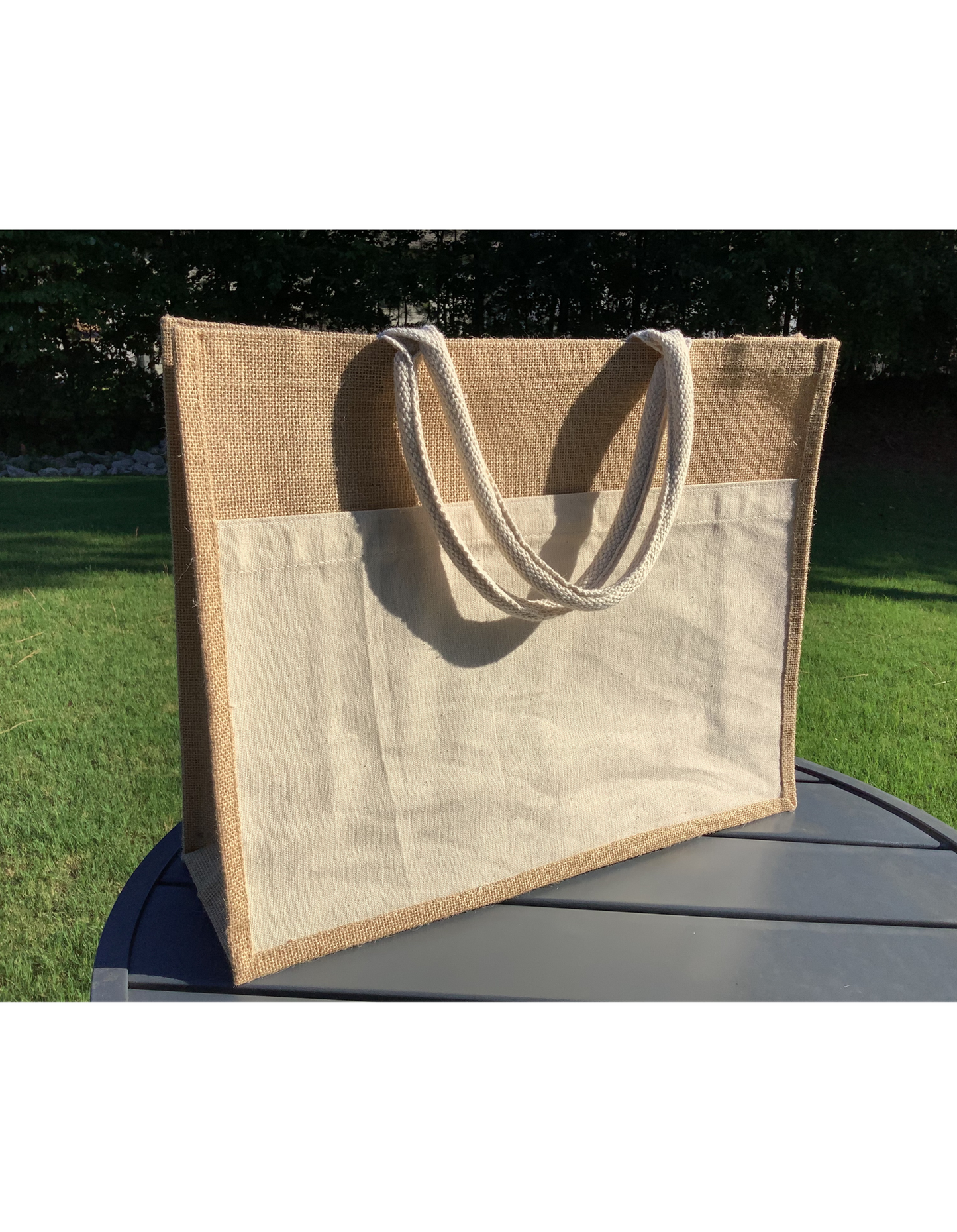 Large Custom Burlap Jute Tote | Tailor-Made Keepsakes