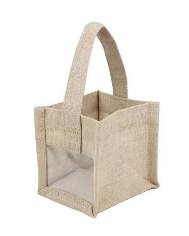 Mini Burlap Bag with Clear Window | Tailor Made Keepsakes