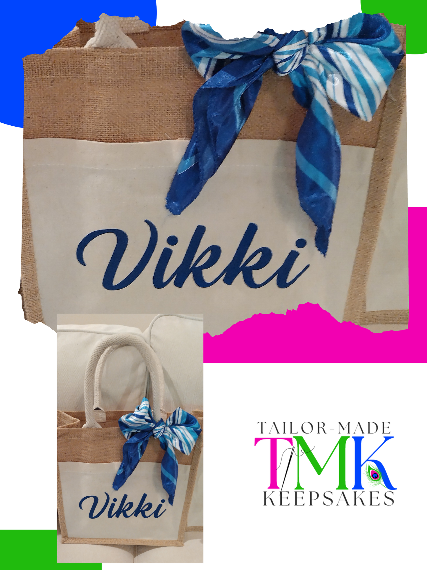 Large Custom Burlap Jute Tote | Tailor-Made Keepsakes